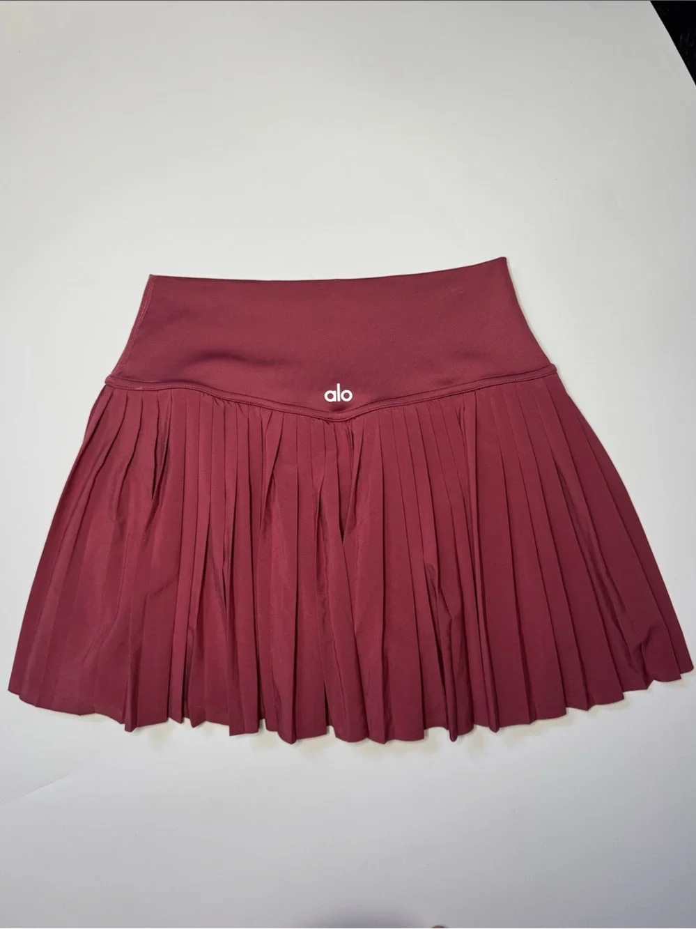 ALO Yoga Pleated Skater Skirt in Burgundy
